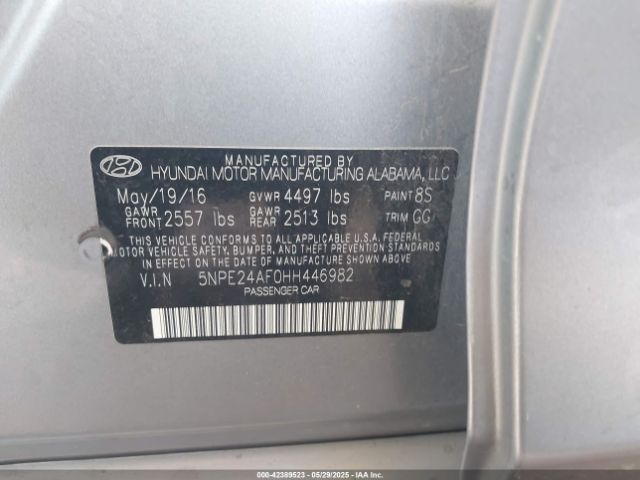 5NPE24AF0HH446982 Hyundai Sonata