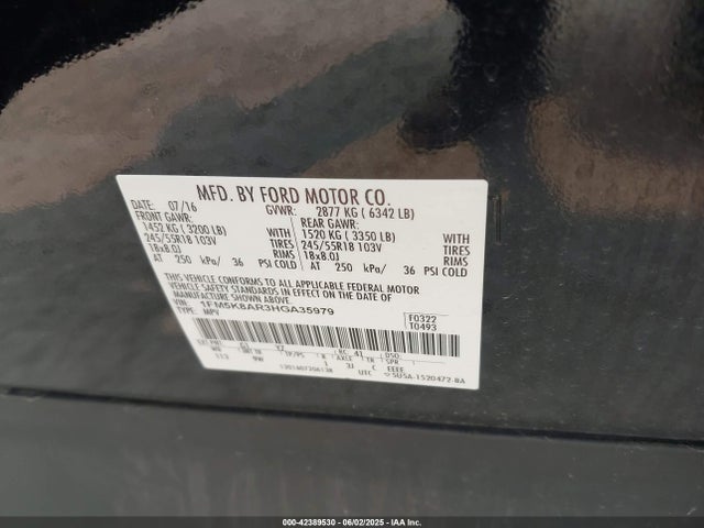 1FM5K8AR3HGA35979 Ford 3.7l ti-vct