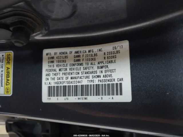 1HGCR2F75EA032447 Honda ACCORD EX