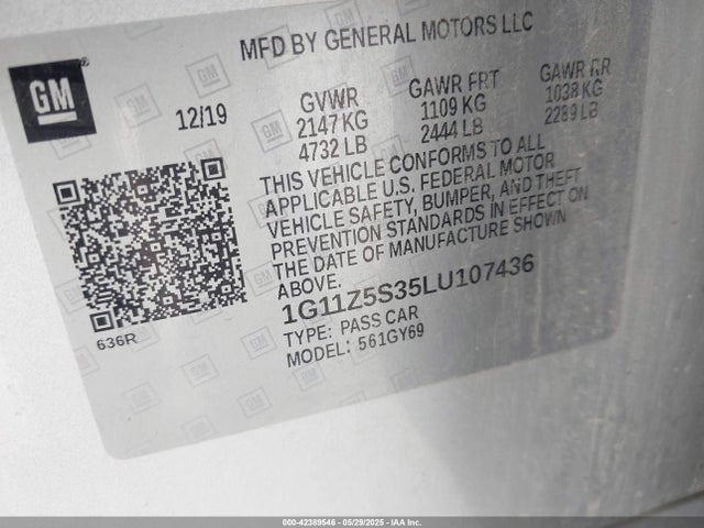 1G11Z5S35LU107436 Chevrolet Impala Fwd Lt