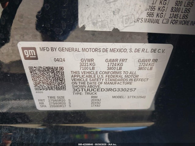 3GTUUCED3RG330257 GMC l84