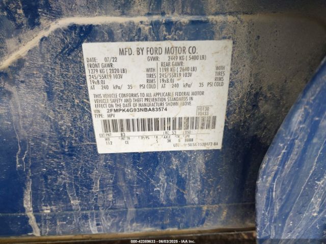 2022 FORD EDGE 2FMPK4G93NBA83574 Photo 8