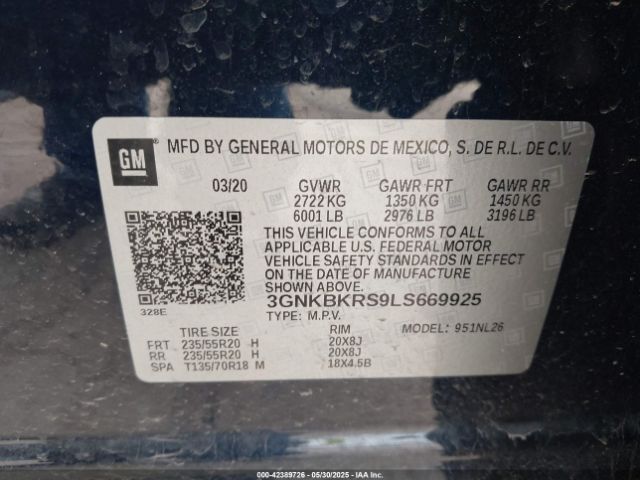 3GNKBKRS9LS669925 Chevrolet lgx