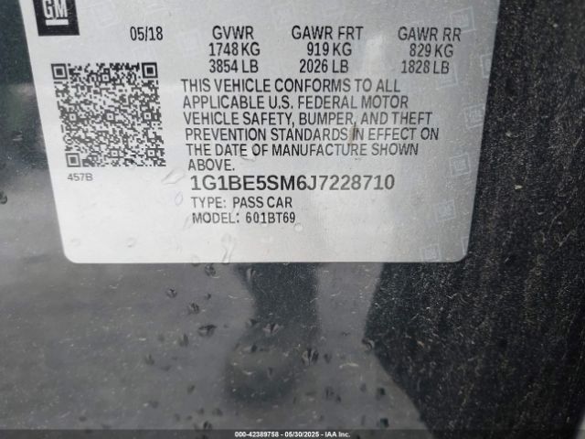 1G1BE5SM6J7228710 Chevrolet Cruze Lt Auto