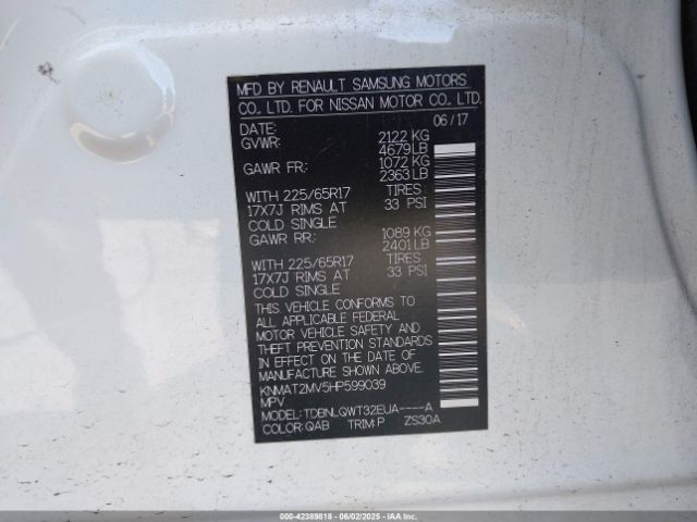 2017 NISSAN ROGUE KNMAT2MV5HP599039 Photo 8