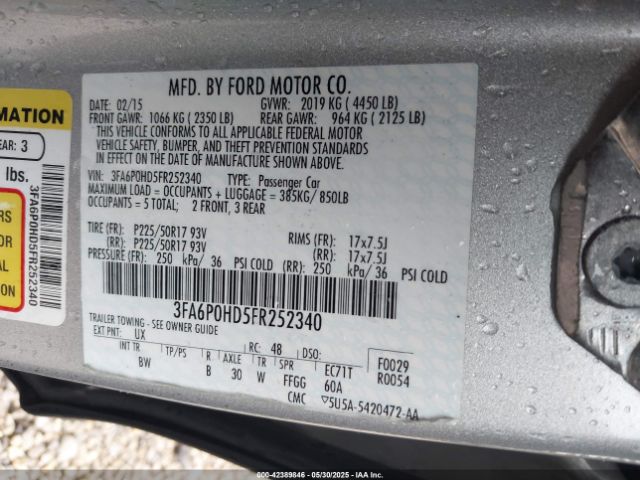 3FA6P0HD5FR252340 Ford FUSION SE