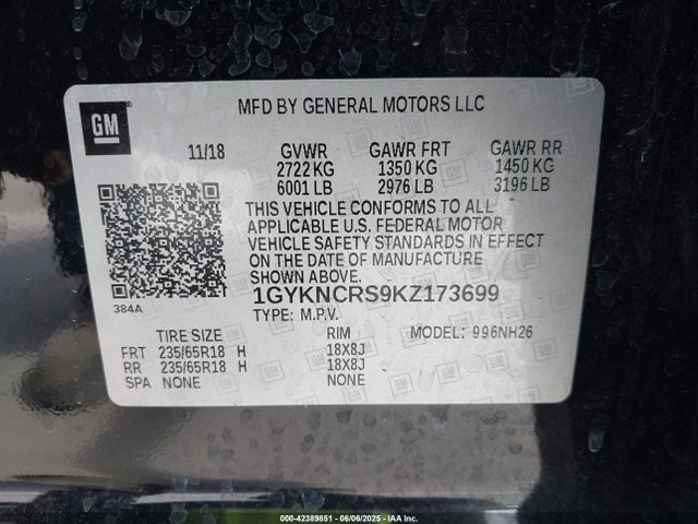1GYKNCRS9KZ173699 Cadillac lgx - direct injection, variable valve timing, alum, gen 2