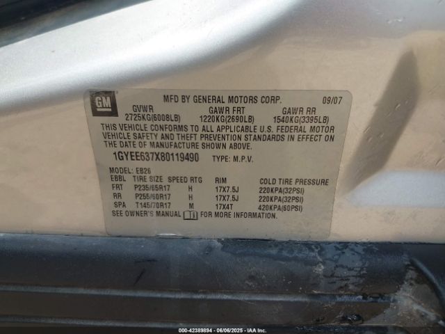 2008 CADILLAC SRX 1GYEE637X80119490 Photo 8
