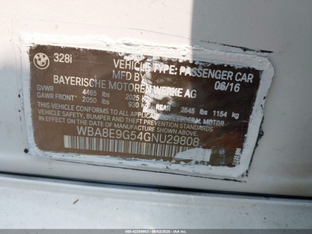 2016 BMW 328I WBA8E9G54GNU29808 Photo 8