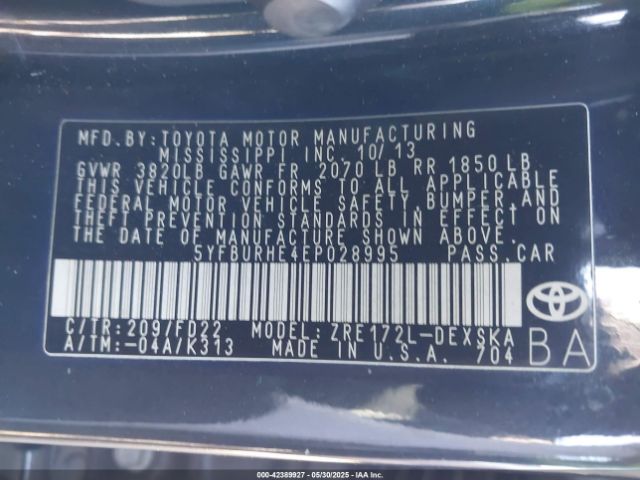 5YFBURHE4EP028995 Toyota Corolla S Plus