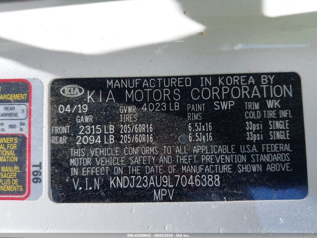 KNDJ23AU9L7046388 KIA mpi nu