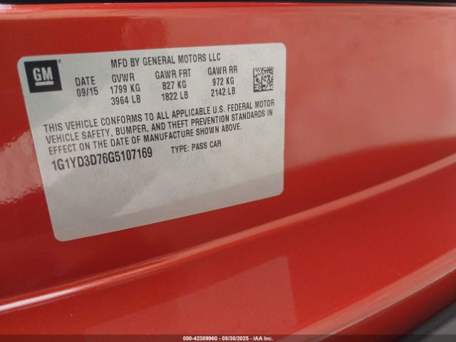 2016 CHEVROLET CORVETTE 1G1YD3D76G5107169 Photo 8