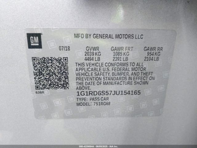 1G1RD6S57JU154165 Chevrolet l3a - direct injection, variable valve timing, hybrid, gen 1