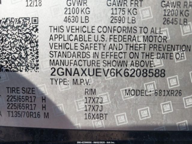 2019 CHEVROLET EQUINOX 2GNAXUEV6K6208588 Photo 8