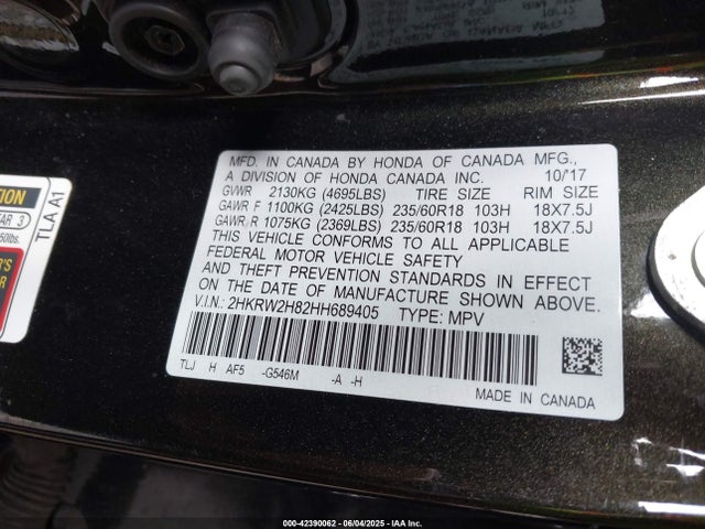 2HKRW2H82HH689405 Honda l15be