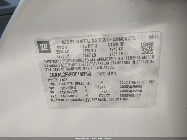 2GNALCEK9G6146896 Chevrolet EQUINOX LT