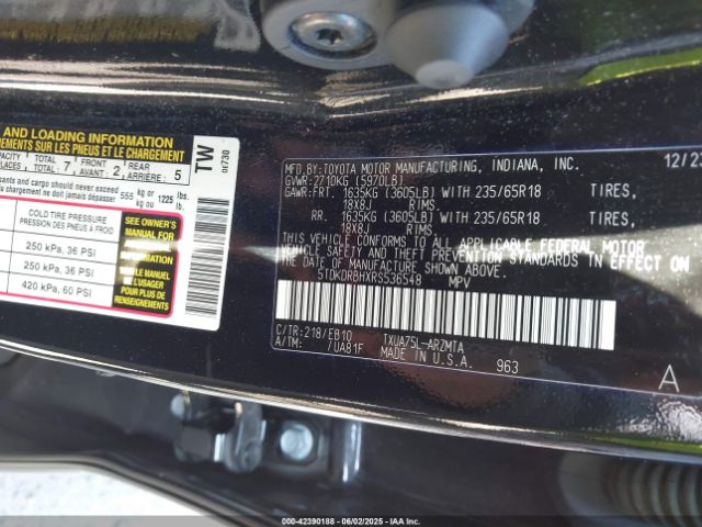 2024 TOYOTA HIGHLANDER 5TDKDRBHXRS536548 Photo 8