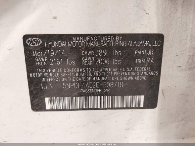 5NPDH4AE2EH508718 Hyundai ELANTRA SE