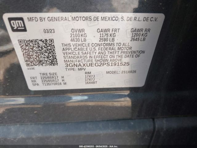 3GNAXUEG2PS191525 Chevrolet Equinox Awd Lt