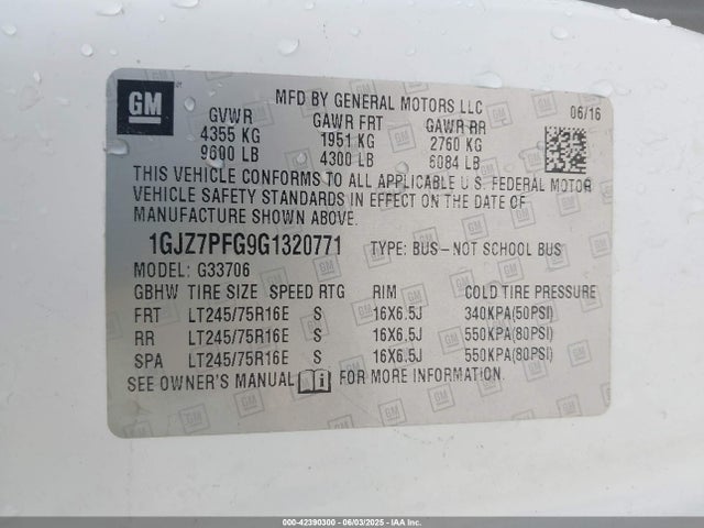 1GJZ7PFG9G1320771 GMC Savana 3500 Lt