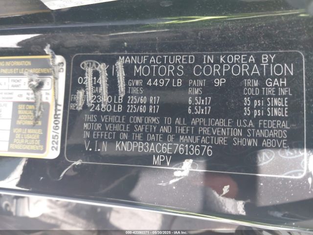 KNDPB3AC6E7613676 KIA Sportage Lx
