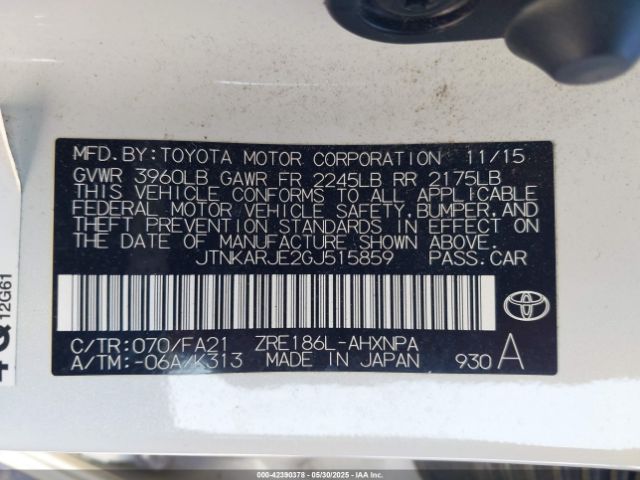JTNKARJE2GJ515859 Scion 2zr-fae