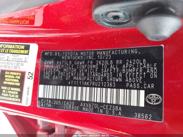 4T1T11AK7RU212363 Toyota a25a-fks