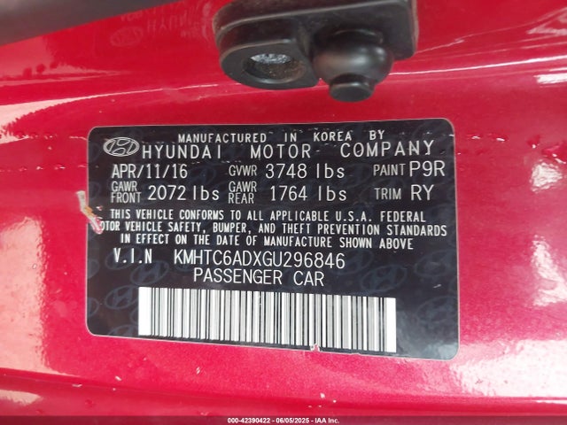 Hyundai dohc gdi gamma 2016 KMHTC6ADXGU296846 Image 9