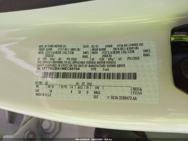 1FT7W2BN1MEC88704 Ford 2021
