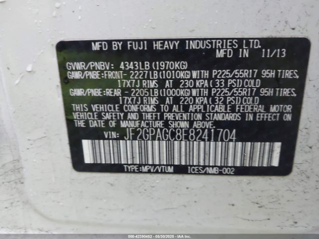 2014 SUBARU XV CROSSTREK JF2GPAGC8E8241704 Photo 8