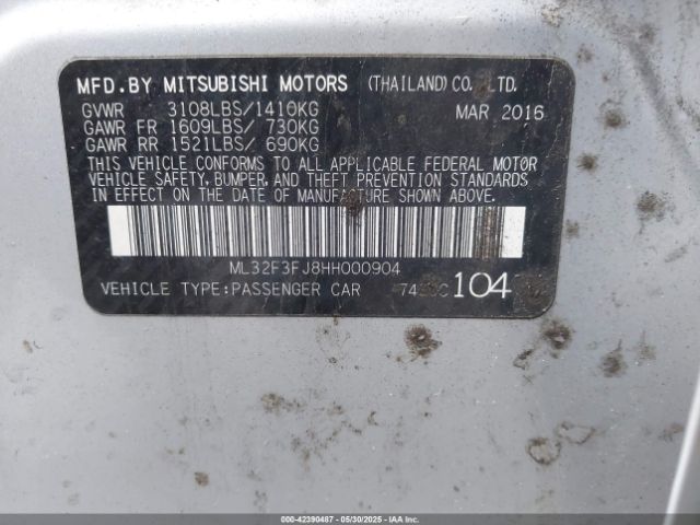 ML32F3FJ8HH000904 Mitsubishi Mirage G4 Es