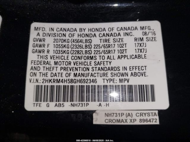 2HKRM4H58GH692346 Honda CR-V EX