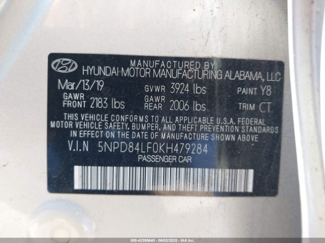 5NPD84LF0KH479284 Hyundai ELANTRA SEL