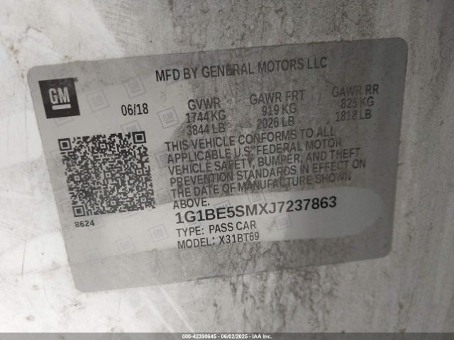 1G1BE5SMXJ7237863 Chevrolet le2 -di: direct injection, vvt: variable valve timing, gen, alum