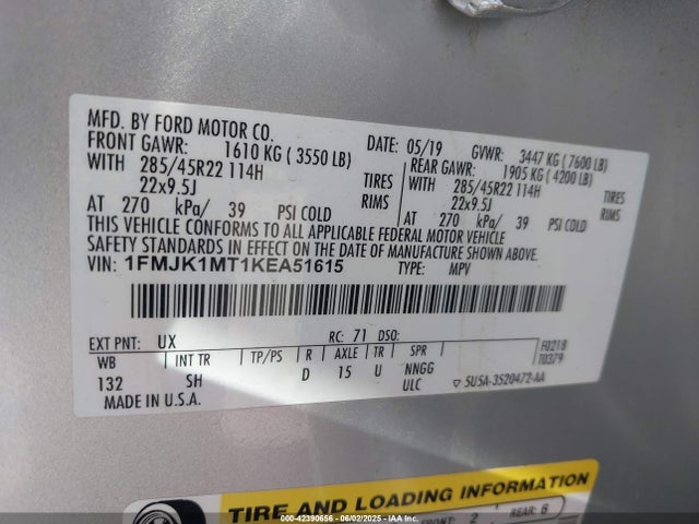 1FMJK1MT1KEA51615 Ford 3.5l gtdi