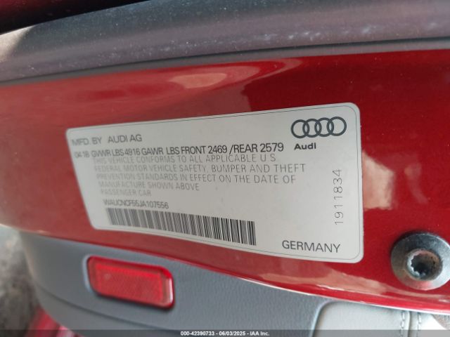 2018 AUDI A5 WAUCNCF55JA107556 Photo 8
