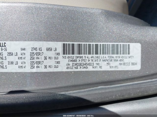2C4RDGBG3HR549319 Dodge Grand Caravan Se