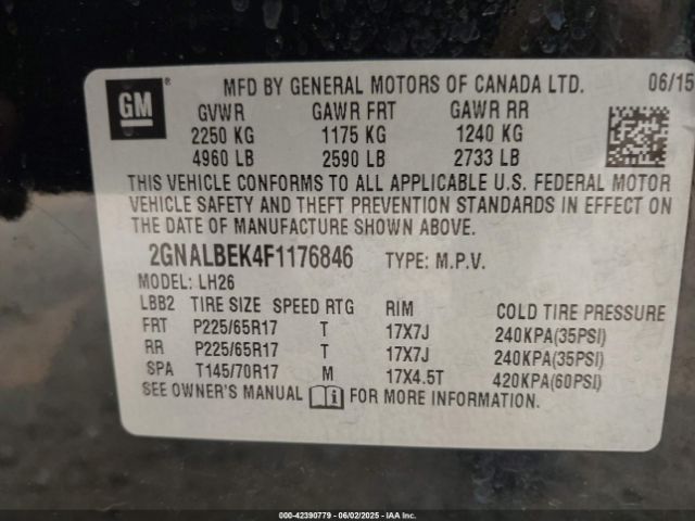 2GNALBEK4F1176846 Chevrolet EQUINOX 1LT
