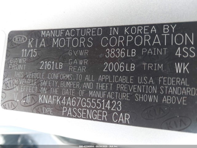 KIA mpi nu 2016 KNAFK4A67G5551423 Image 9