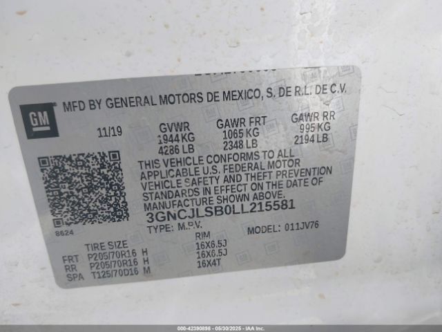 2020 CHEVROLET TRAX 3GNCJLSB0LL215581 Photo 8