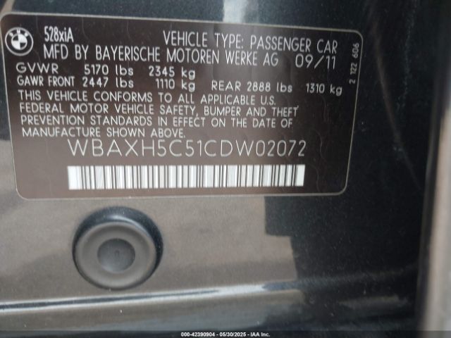 2012 BMW 528I WBAXH5C51CDW02072 Photo 8