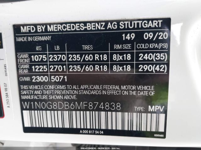 2021 MERCEDES-BENZ GLC 300 W1N0G8DB6MF874838 Photo 8