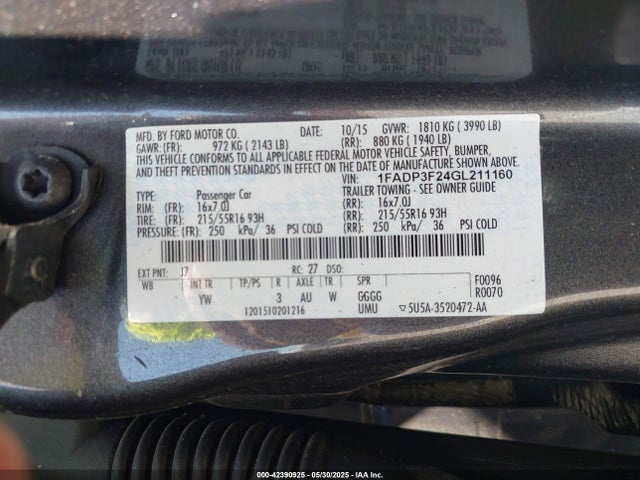 Ford 2016 2016 1FADP3F24GL211160 Image 9