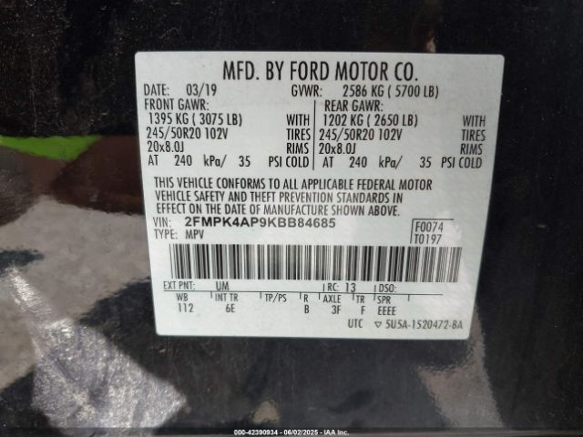 2019 FORD EDGE 2FMPK4AP9KBB84685 Photo 8