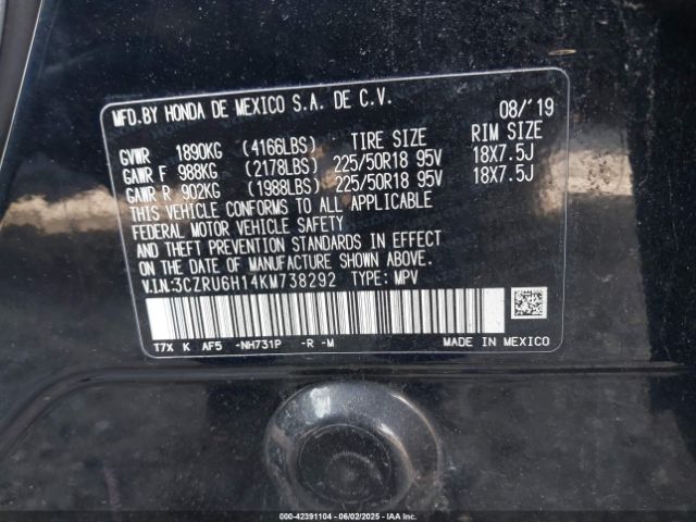3CZRU6H14KM738292 Honda r18z9