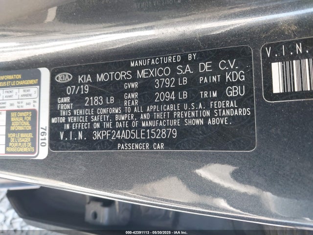 KIA mpi nu 2020 3KPF24AD5LE152879 Image 9