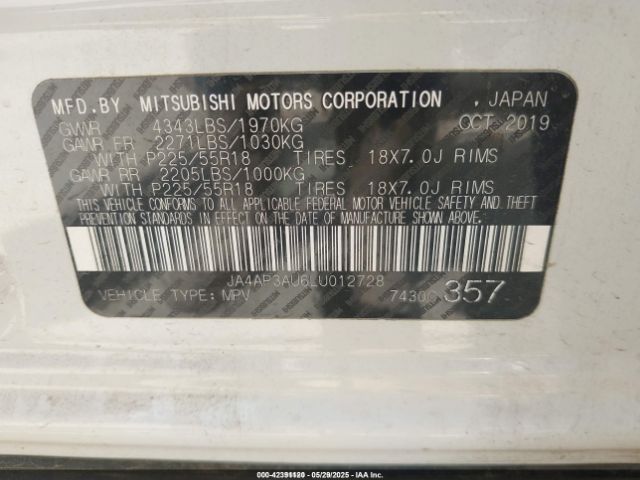 JA4AP3AU6LU012728 Mitsubishi mivec