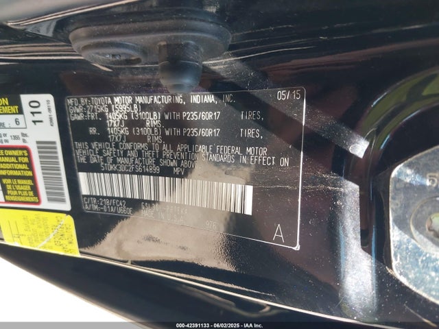 Toyota 2gr-fks 2015 5TDKK3DC2FS614899 Image 9