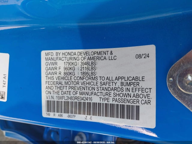 19XFL2H83RE042416 Honda k20c2