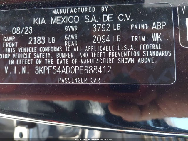 3KPF54AD0PE688412 KIA mpi nu